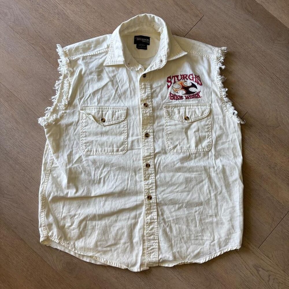 Harley-davidson Men's Cream and White Gilet